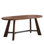 71" Brown and Black Wood Trestle Base Oval Dining Table