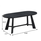 71" Brown and Black Wood Trestle Base Oval Dining Table