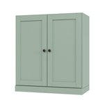 36" Sage Solid Wood Adjustable Three Tier Library Bookcase with Two Doors