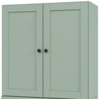 36" Sage Solid Wood Adjustable Three Tier Library Bookcase with Two Doors