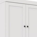 72" White Solid Wood Adjustable Six Tier Library Bookcase with Four Doors