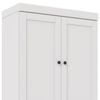 72" White Solid Wood Adjustable Six Tier Library Bookcase with Four Doors