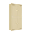 72" Yellow Solid Wood Adjustable Six Tier Library Bookcase with Four Doors