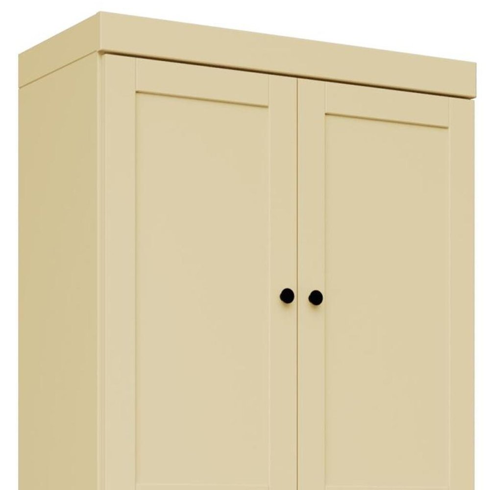 72" Yellow Solid Wood Adjustable Six Tier Library Bookcase with Four Doors