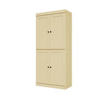 72" Yellow Solid Wood Adjustable Six Tier Library Bookcase with Four Doors