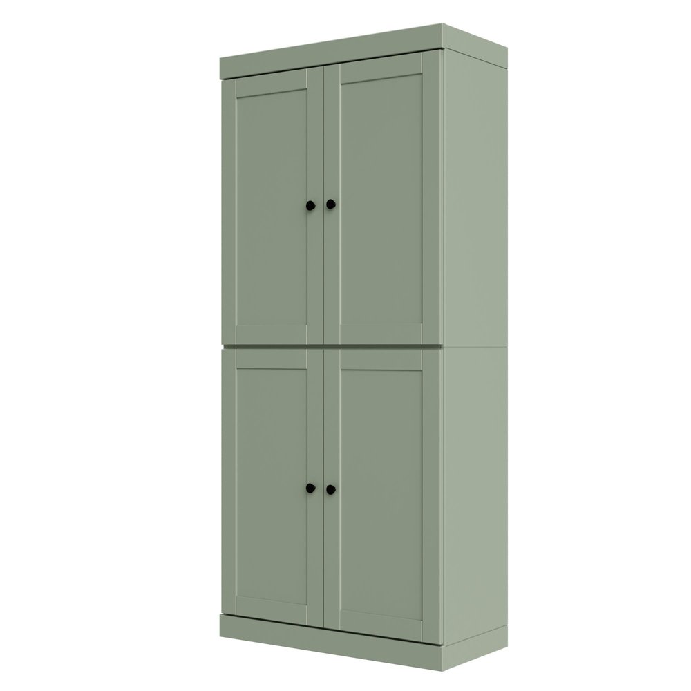 72" Sage Solid Wood Adjustable Six Tier Library Bookcase with Four Doors