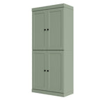 72" Sage Solid Wood Adjustable Six Tier Library Bookcase with Four Doors