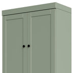 72" Sage Solid Wood Adjustable Six Tier Library Bookcase with Four Doors