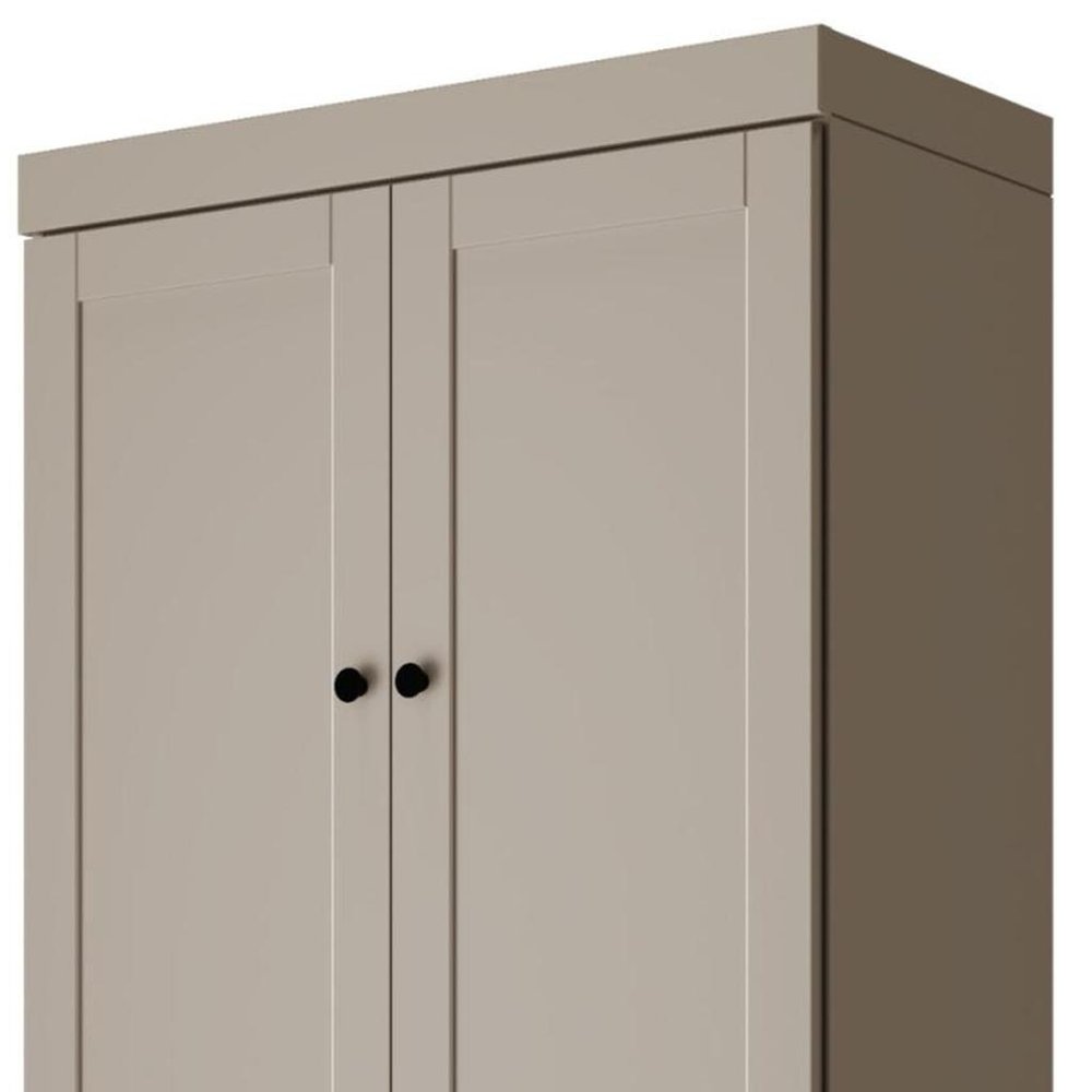 72" Beige Solid Wood Adjustable Six Tier Library Bookcase with Four Doors
