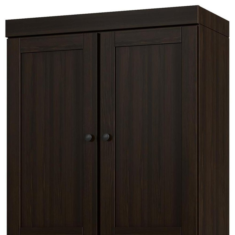 72" Espresso Solid Wood Adjustable Six Tier Library Bookcase with Four Doors
