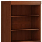 72" Coffee Solid Wood Adjustable Six Tier Library Bookcase with Two Doors