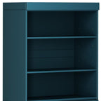 72" Teal Blue Solid Wood Adjustable Six Tier Library Bookcase with Two Doors