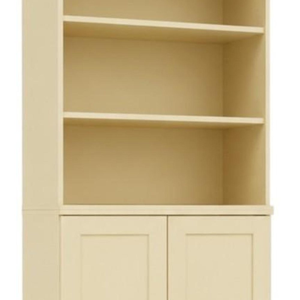 72" Yellow Solid Wood Adjustable Six Tier Library Bookcase with Two Doors
