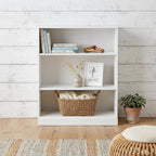 36" French Blue Solid Wood Adjustable Three Tier Library Bookcase