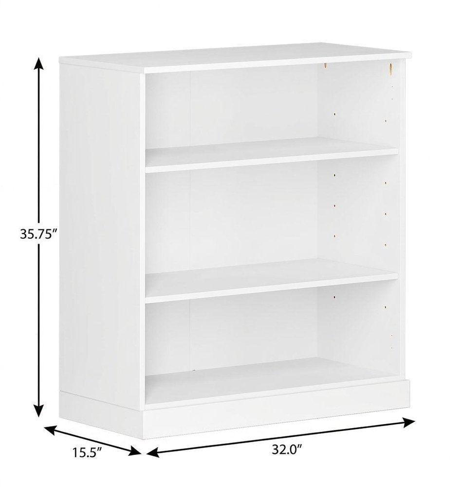 36" French Blue Solid Wood Adjustable Three Tier Library Bookcase