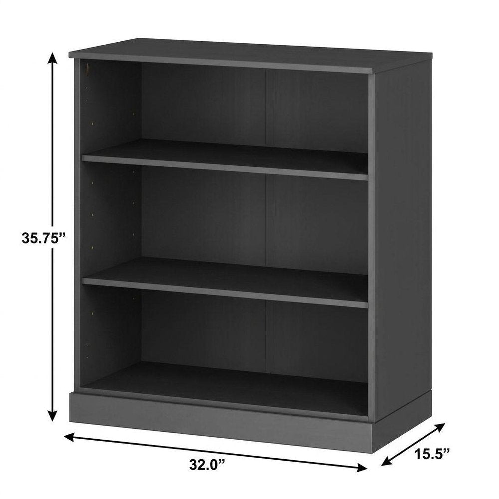 36" French Blue Solid Wood Adjustable Three Tier Library Bookcase
