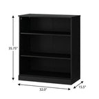 36" French Blue Solid Wood Adjustable Three Tier Library Bookcase