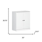 32" White Solid Wood Accent Cabinet With Two Doors