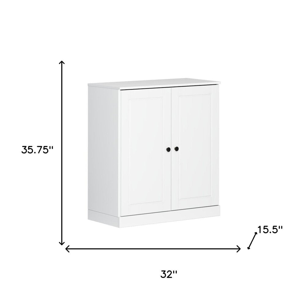 32" White Solid Wood Accent Cabinet With Two Doors
