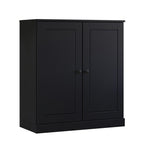 32" Black Solid Wood Accent Cabinet With Two Doors