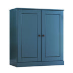32" Teal Blue Solid Wood Accent Cabinet With Two Doors