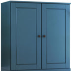 32" Teal Blue Solid Wood Accent Cabinet With Two Doors