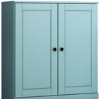 32" Aqua Solid Wood Accent Cabinet With Two Doors