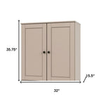 32" Beige Solid Wood Accent Cabinet With Two Doors