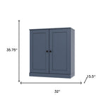 32" French Blue Solid Wood Accent Cabinet With Two Doors