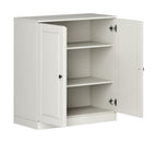 32" Off White Solid Wood Accent Cabinet With Two Doors