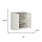 32" Off White Solid Wood Accent Cabinet With Two Doors