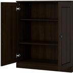 32" Espresso Solid Wood Accent Cabinet With Two Doors