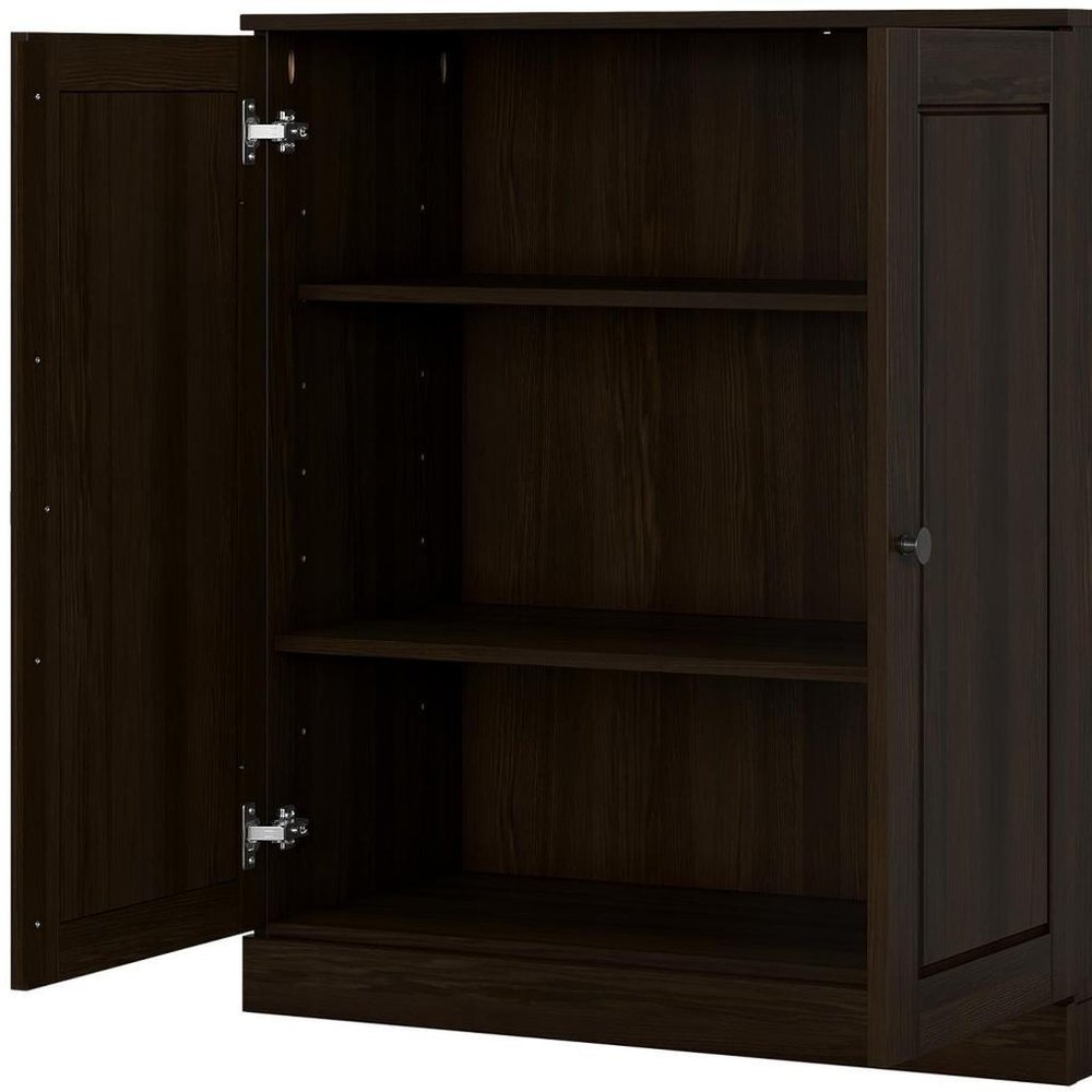 32" Espresso Solid Wood Accent Cabinet With Two Doors