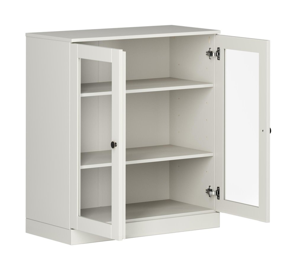 32" Off White Solid Wood Accent Cabinet With Two Doors