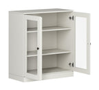 32" Off White Solid Wood Accent Cabinet With Two Doors