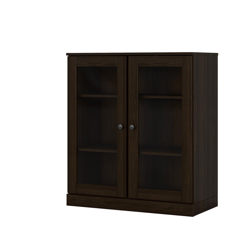 32" Espresso Solid Wood Accent Cabinet With Two Doors