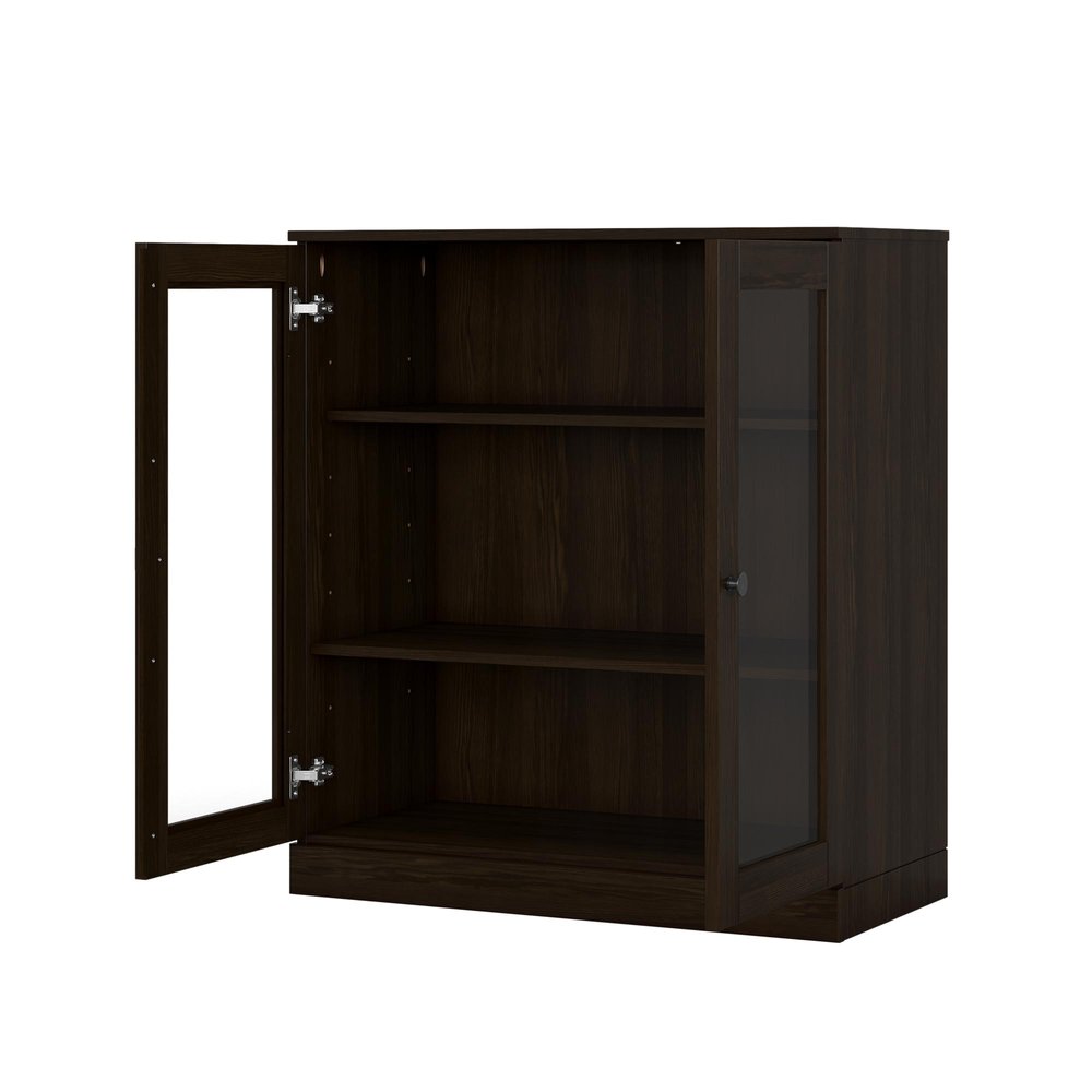 32" Espresso Solid Wood Accent Cabinet With Two Doors