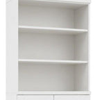 72" White Solid Wood Adjustable Six Tier Library Bookcase with Two Doors