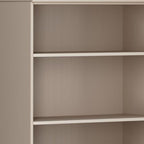 72" Beige Solid Wood Adjustable Six Tier Library Bookcase with Two Doors