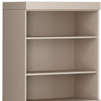 72" Beige Solid Wood Adjustable Six Tier Library Bookcase with Two Doors