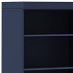 72" Navy Blue Solid Wood Adjustable Six Tier Library Bookcase with Two Doors