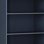 72" French Blue Solid Wood Adjustable Six Tier Library Bookcase with Two Doors