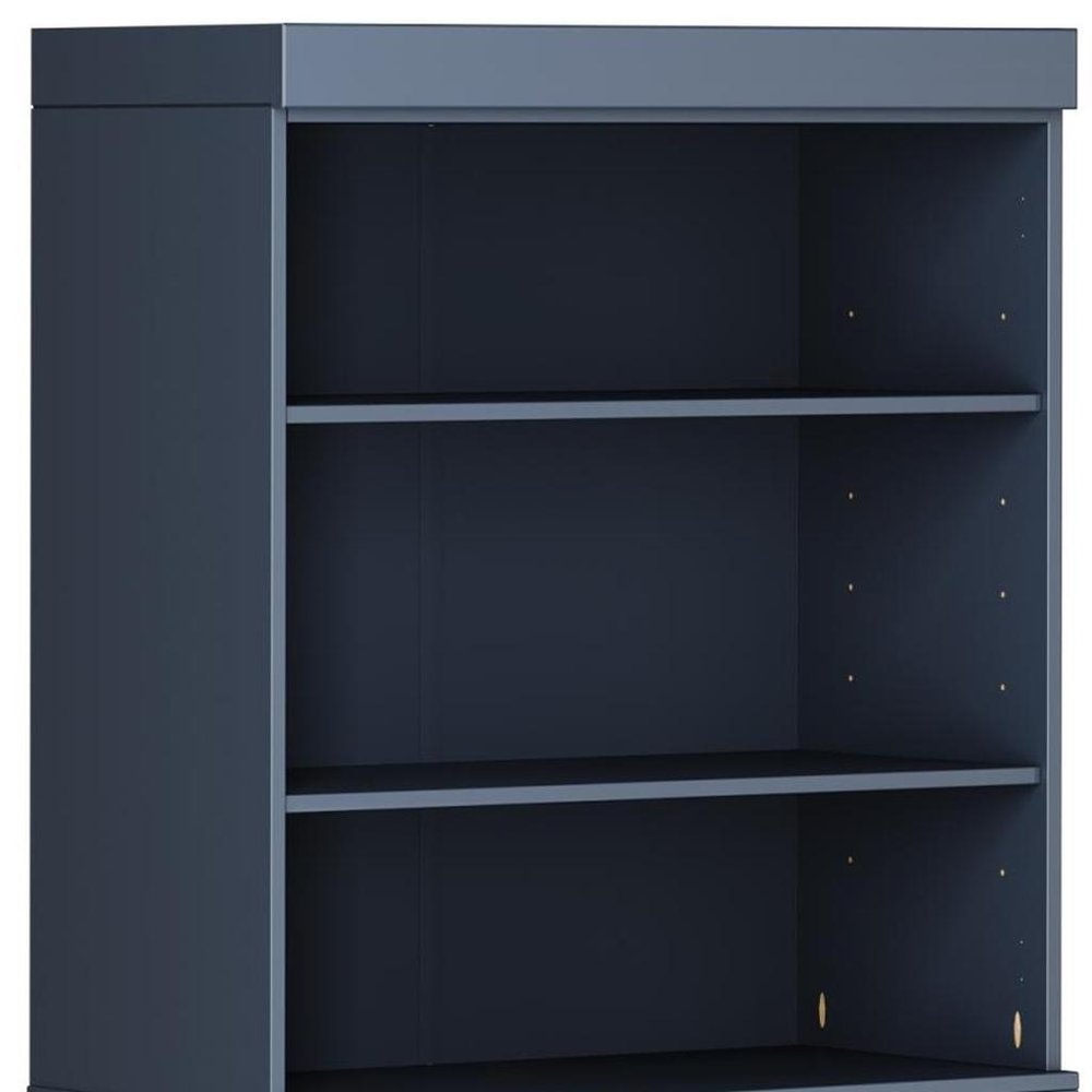 72" French Blue Solid Wood Adjustable Six Tier Library Bookcase with Two Doors