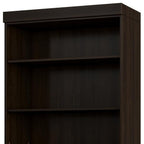 72" Espresso Solid Wood Adjustable Six Tier Library Bookcase with Two Doors