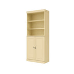 72" Yellow Solid Wood Adjustable Six Tier Library Bookcase with Two Doors