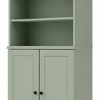 72" Sage Solid Wood Adjustable Six Tier Library Bookcase with Two Doors