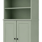 72" Sage Solid Wood Adjustable Six Tier Library Bookcase with Two Doors
