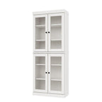 72" White Solid Wood Adjustable Six Tier Library Bookcase with Four Doors