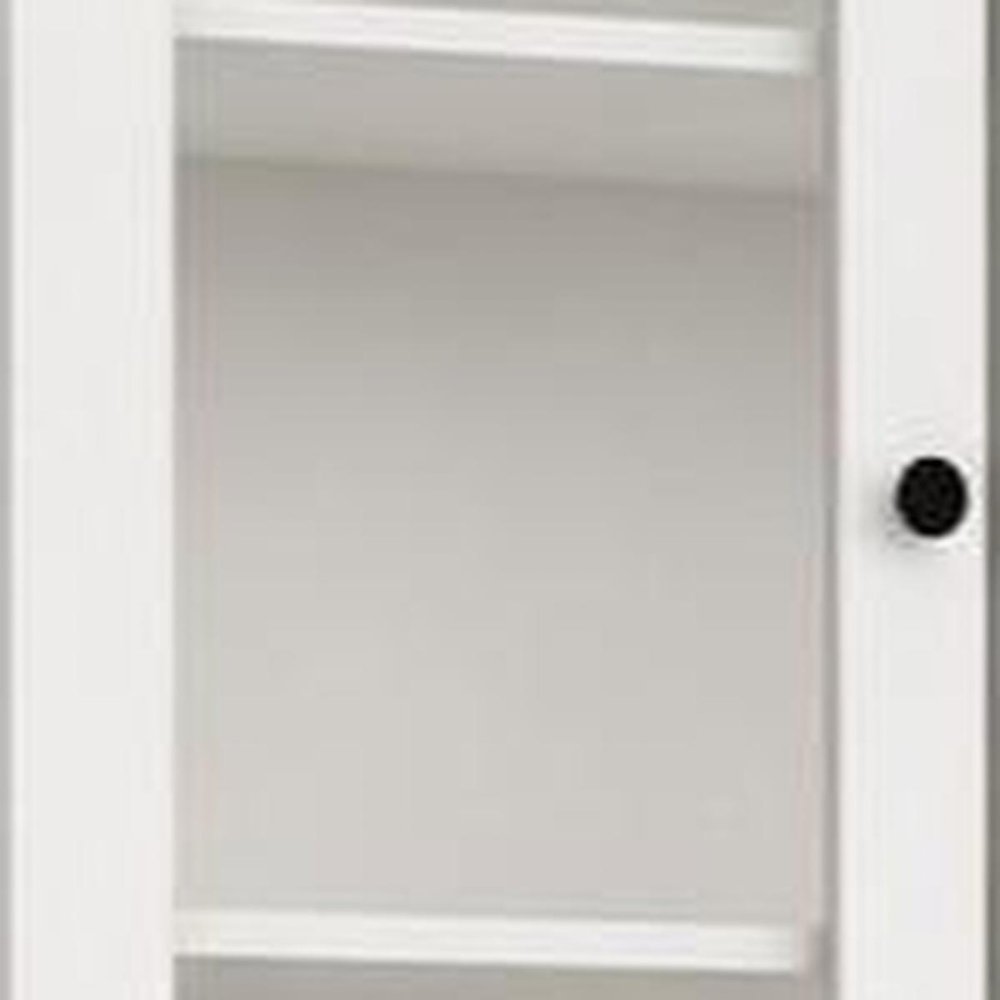 72" White Solid Wood Adjustable Six Tier Library Bookcase with Four Doors