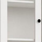 72" White Solid Wood Adjustable Six Tier Library Bookcase with Four Doors